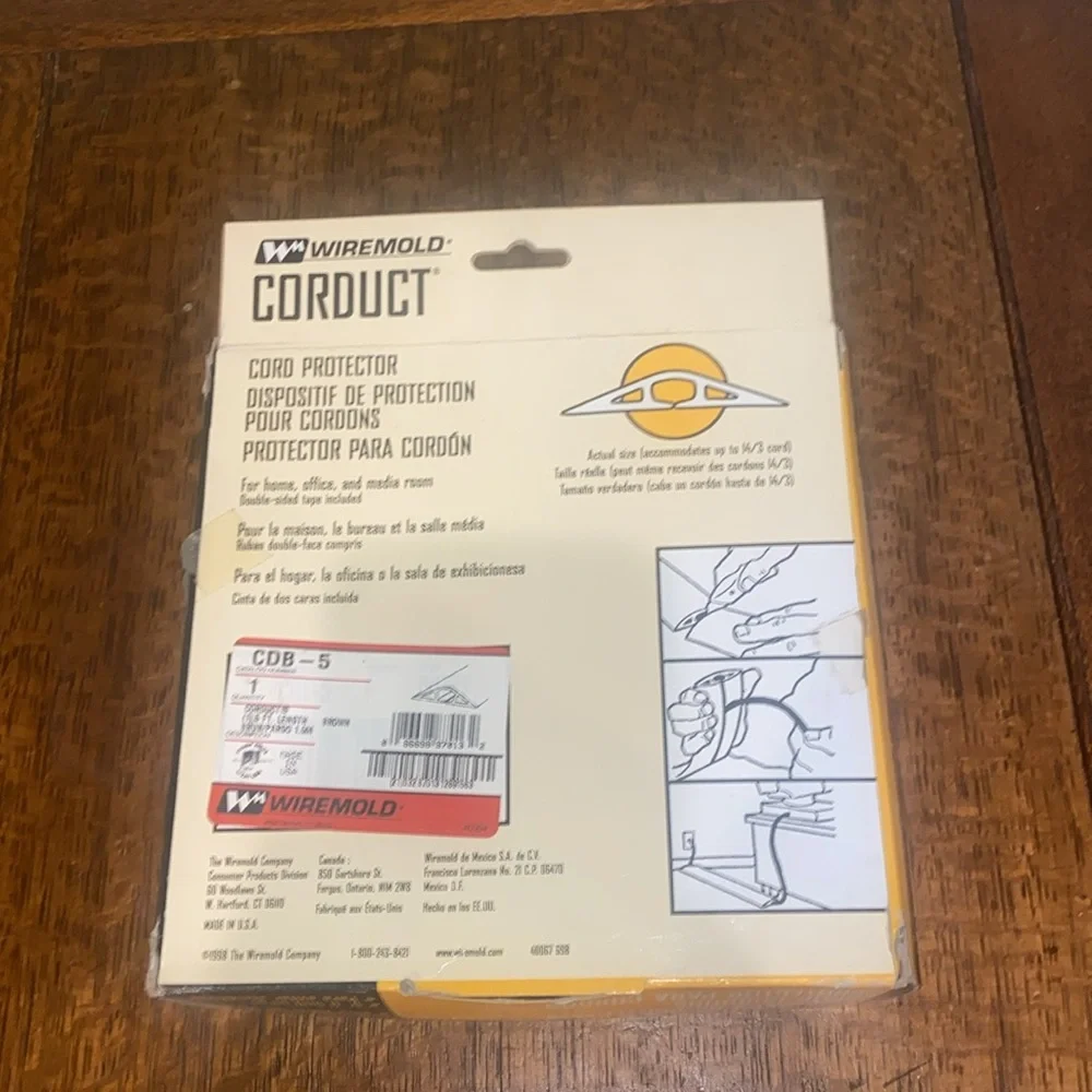 NWT Wiremold Corduct Cord Protector. 5feet. Dark brown.